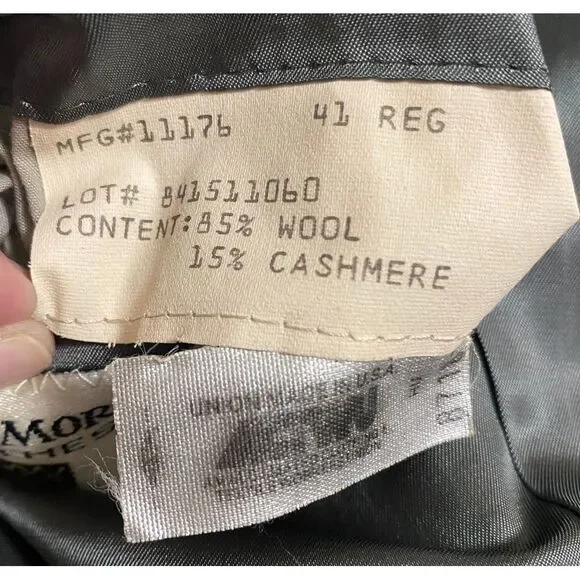 Men's Vtg Luxury Wool & Cashmere Gray‎ Sport Coat Classic 2 Button Sz 41 Regular - Picture 4 of 8